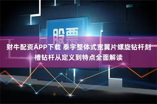 财牛配资APP下载 泰宇整体式宽翼片螺旋钻杆刻槽钻杆从定义到特点全面解读