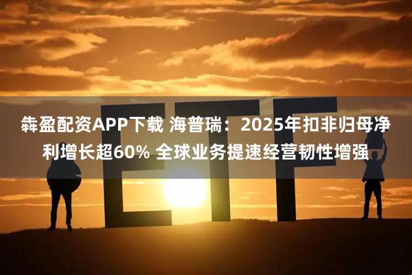犇盈配资APP下载 海普瑞：2025年扣非归母净利增长超60% 全球业务提速经营韧性增强